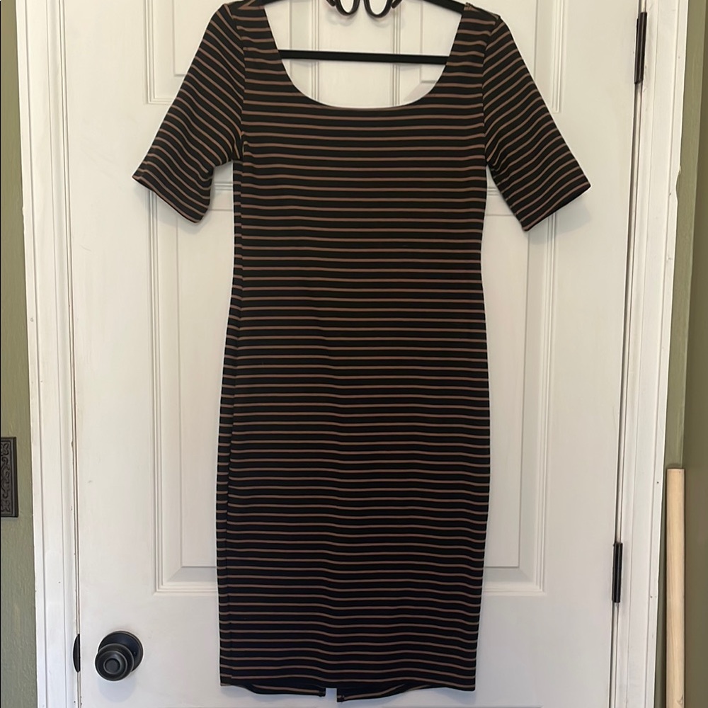 Striped Black and Brown Women's Dress